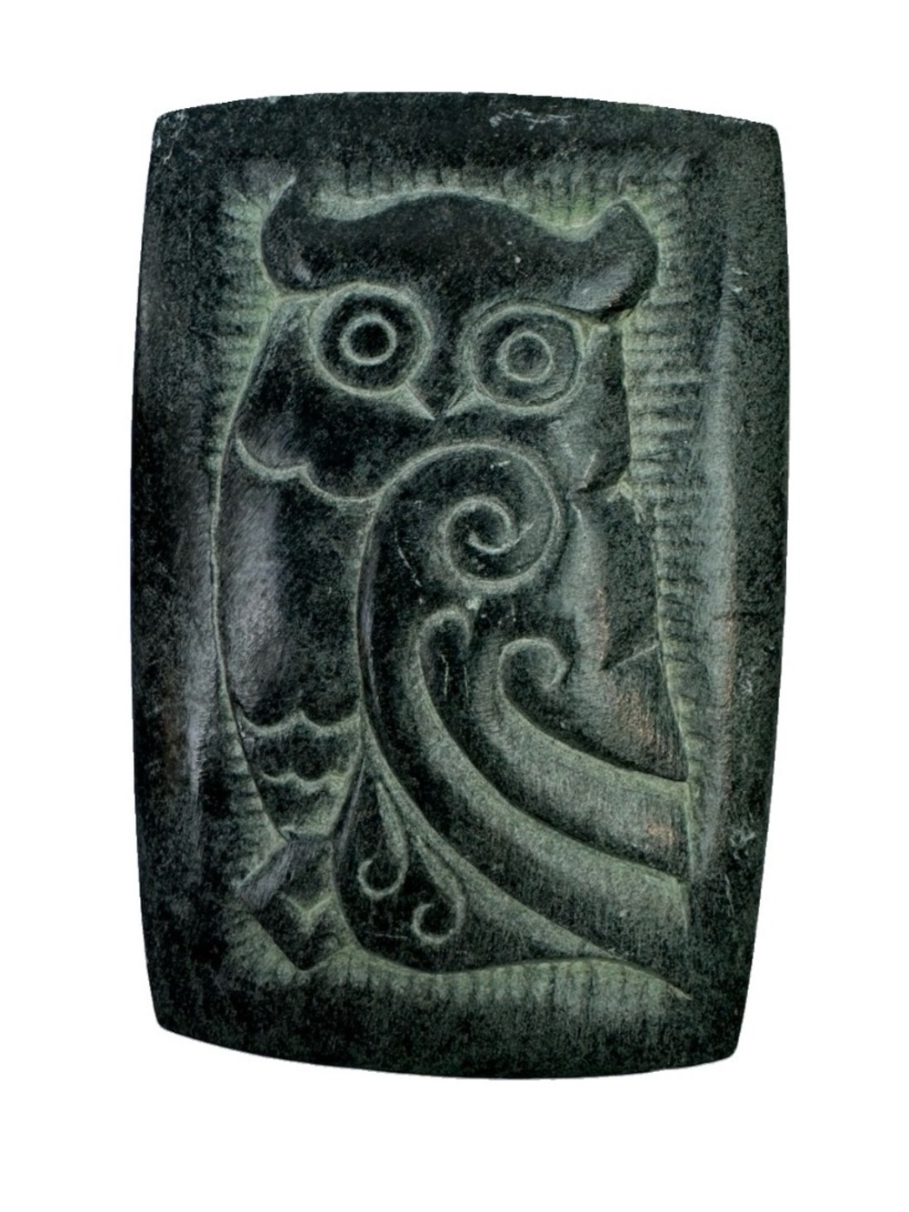 Vintage Hand Carved Soapstone Owl Stone Jewelry/Trinket Box With Lid